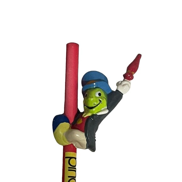 Vintage Disney PINOCCHIO JIMINY CRICKET Pencil with Topper Figure Applause - Picture 8 of 8